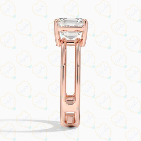 1.50 CTW Asscher Cut Unique Lab Grown Diamond Ring for Women