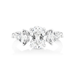 2.50 CTW Oval Cut 3 Stone Lab Grown Diamond Ring for Women