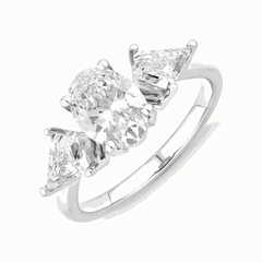 2.50 CTW Oval Cut 3 Stone Lab Grown Diamond Ring for Women