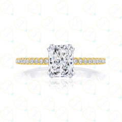 2.00 TCW Radiant Cut Solitaire With Accents Lab Grown Diamond Ring for Women