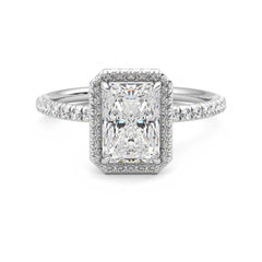 2.00 CTW Radiant Cut Halo Lab Grown Diamond Ring for Women