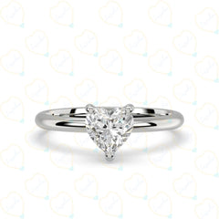 1.00 CTW Heart Cut Solitaire Lab Grown Diamond Ring for Women