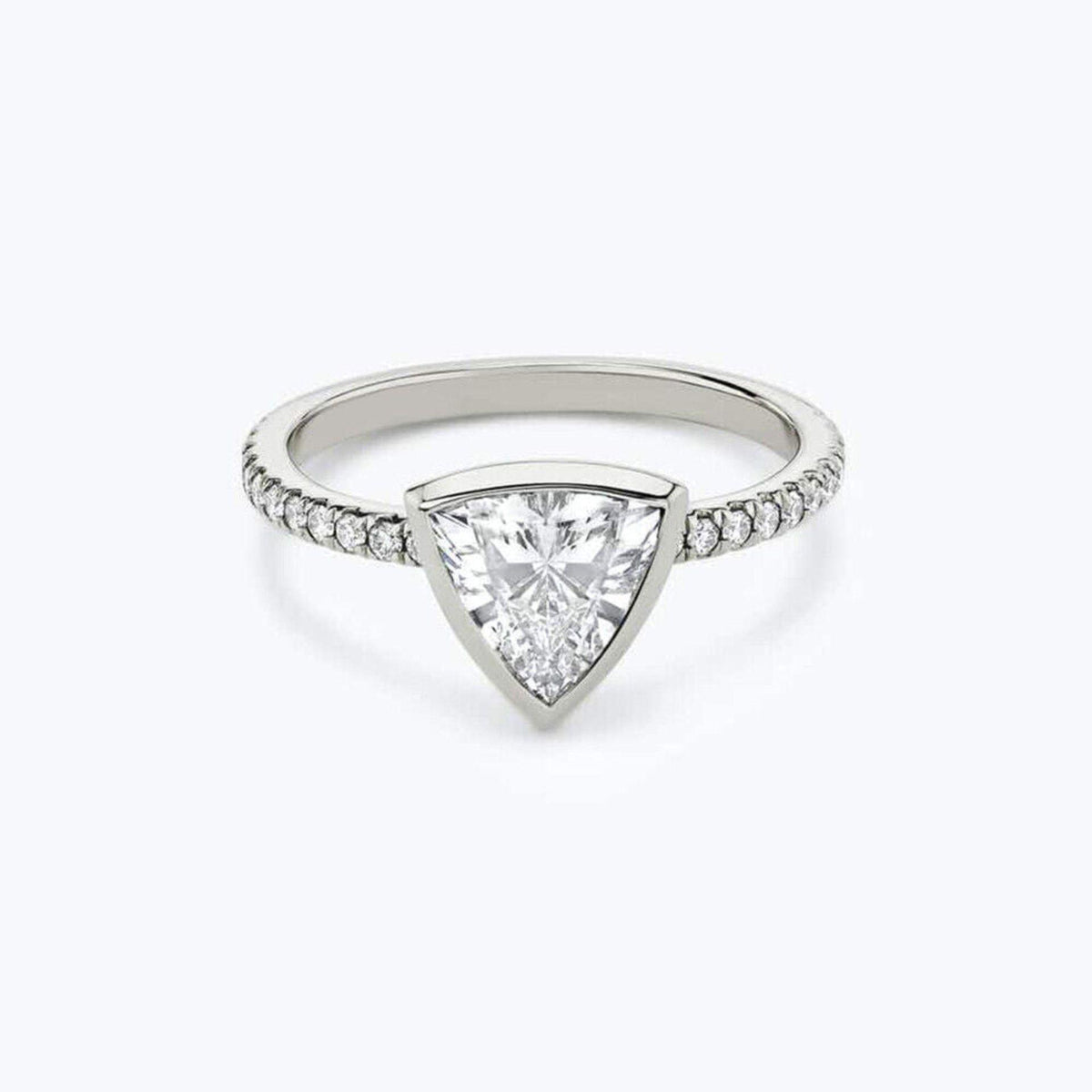 1.10 CTW Trillion Cut Solitaire With Accents Lab Grown Diamond Ring for Women