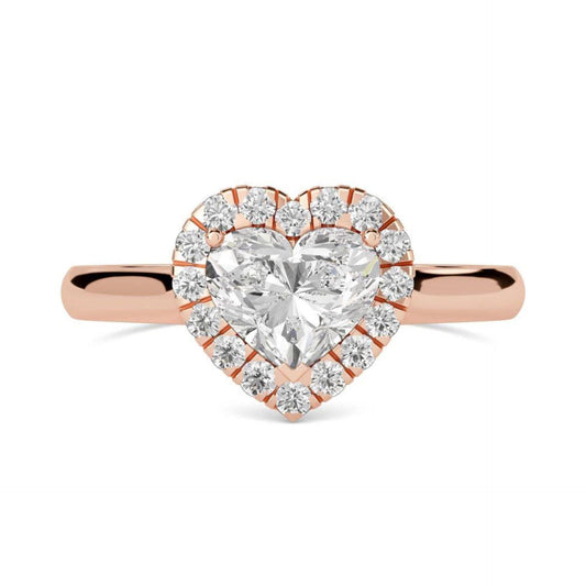 1.50 TCW Heart Cut Halo Lab Grown Diamond Ring for Women