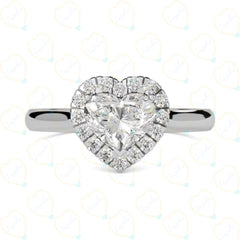 1.50 TCW Heart Cut Halo Lab Grown Diamond Ring for Women