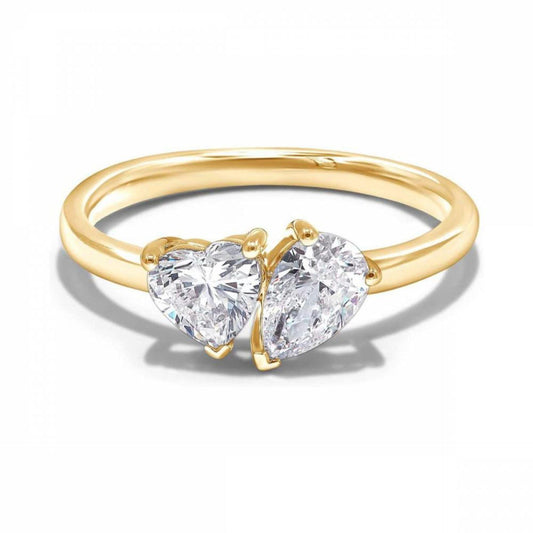 1.00 CTW Heart Cut Toi Et Moi Lab Grown Diamond Ring for Women