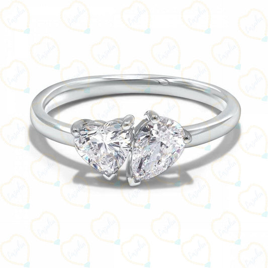 1.00 CTW Heart Cut Toi Et Moi Lab Grown Diamond Ring for Women