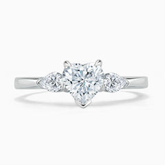 2.00 TCW Heart Cut 3 Stone Lab Grown Diamond Ring for Women