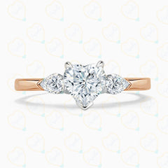 2.00 TCW Heart Cut 3 Stone Lab Grown Diamond Ring for Women