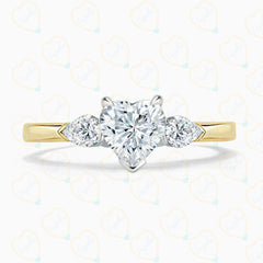 2.00 TCW Heart Cut 3 Stone Lab Grown Diamond Ring for Women