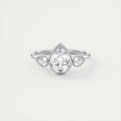 2.00 CTW Pear Cut 3 Stone Lab Grown Diamond Ring for Women