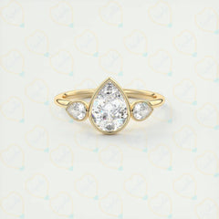 2.00 CTW Pear Cut 3 Stone Lab Grown Diamond Ring for Women