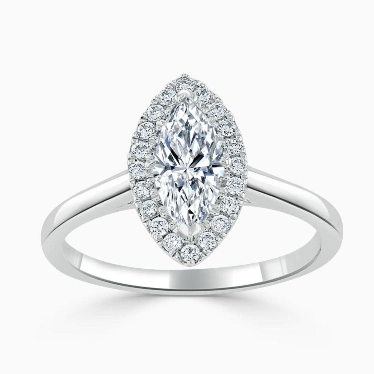 1.00 CTW Marquise Cut Halo Lab Grown Diamond Ring for Women