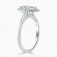 1.00 CTW Marquise Cut Halo Lab Grown Diamond Ring for Women