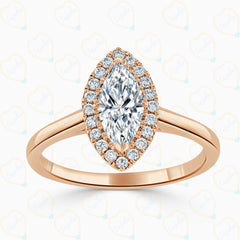 1.00 CTW Marquise Cut Halo Lab Grown Diamond Ring for Women