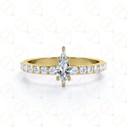 1.00 CTW Kite Cut Solitaire With Accents Lab Grown Diamond Ring for Women