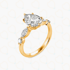 2.00 CTW Pear Cut 5 Stone Lab Grown Diamond Ring for Women