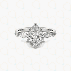 2.00 CTW Pear Cut 5 Stone Lab Grown Diamond Ring for Women