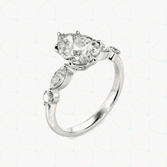 2.00 CTW Pear Cut 5 Stone Lab Grown Diamond Ring for Women