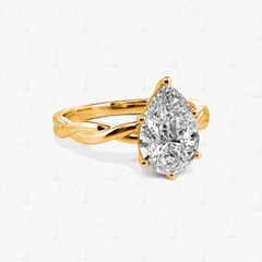 2.00 CTW Pear Cut Twisted Lab Grown Diamond Ring for Women