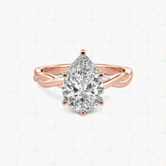 2.00 CTW Pear Cut Twisted Lab Grown Diamond Ring for Women