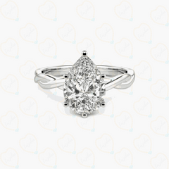 2.00 CTW Pear Cut Twisted Lab Grown Diamond Ring for Women