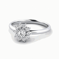 1.00 CTW Round Cut Halo Lab Grown Diamond Ring for Women