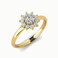 1.00 CTW Round Cut Halo Lab Grown Diamond Ring for Women