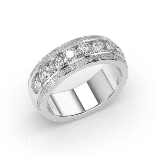 0.50 CTW Round Cut Half Eternity Lab Grown Diamond Ring for Women