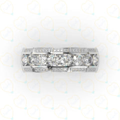 0.50 CTW Round Cut Half Eternity Lab Grown Diamond Ring for Women