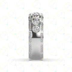 0.50 CTW Round Cut Half Eternity Lab Grown Diamond Ring for Women