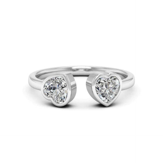 2.00 CTW Heart Cut Toi Et Moi Lab Grown Diamond Ring for Women