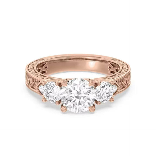 1.30 CTW Round Cut Art Deco Lab Grown Diamond Ring for Women