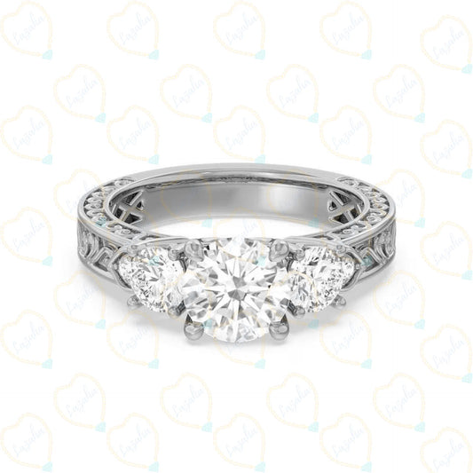 1.30 CTW Round Cut Art Deco Lab Grown Diamond Ring for Women