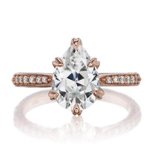 2.00 CTW Pear Cut Solitaire With Accents Lab Grown Diamond Ring for Women