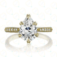 2.00 CTW Pear Cut Solitaire With Accents Lab Grown Diamond Ring for Women