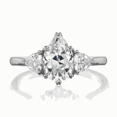 1.20 CTW Pear Cut 3 Stone Lab Grown Diamond Ring for Women