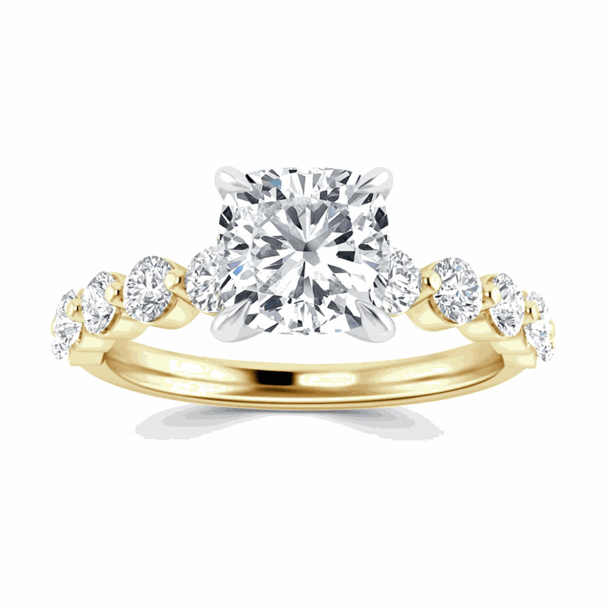 1.50 CTW Cushion Cut Solitaire With Accents Lab Grown Diamond Ring for Women