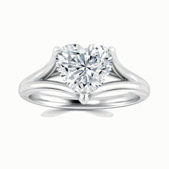 1.00 CTW Heart Cut Split Shank Lab Grown Diamond Ring for Women