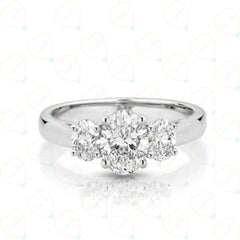 0.75 CTW Oval Cut 3 Stone Lab Grown Diamond Ring for Women