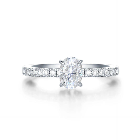 0.75 TCW Oval Cut Solitaire With Accents Lab Grown Diamond Ring for Women