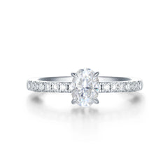 0.75 TCW Oval Cut Solitaire With Accents Lab Grown Diamond Ring for Women