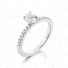 0.75 TCW Oval Cut Solitaire With Accents Lab Grown Diamond Ring for Women