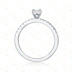 0.75 TCW Oval Cut Solitaire With Accents Lab Grown Diamond Ring for Women