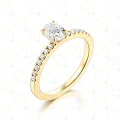 0.75 TCW Oval Cut Solitaire With Accents Lab Grown Diamond Ring for Women