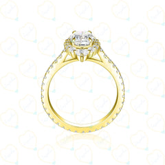 0.75 TCW Oval Cut Halo Lab Grown Diamond Ring for Women