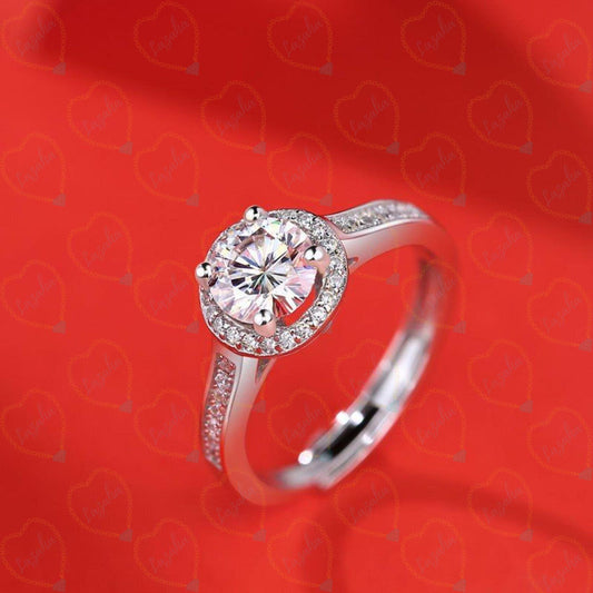 1.00 TCW Round Cut Halo Lab Grown Diamond Ring for Women