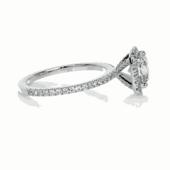 0.90 TCW Cushion Cut Hidden Halo Lab Grown Diamond Ring for Women