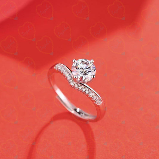 1.00 TCW Round Cut Solitaire With Accents Lab Grown Diamond Ring for Women