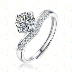 1.00 TCW Round Cut Solitaire With Accents Lab Grown Diamond Ring for Women